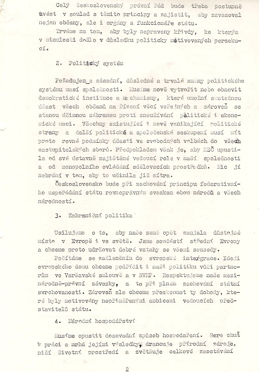 19891126Prohláš OF_2 ;Dokumenty OF Trutnov